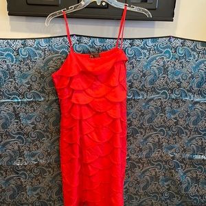 Nelli by Janice Red Silk Blend Sleeveless Ruffle Party Dress Size 2 Knee Length